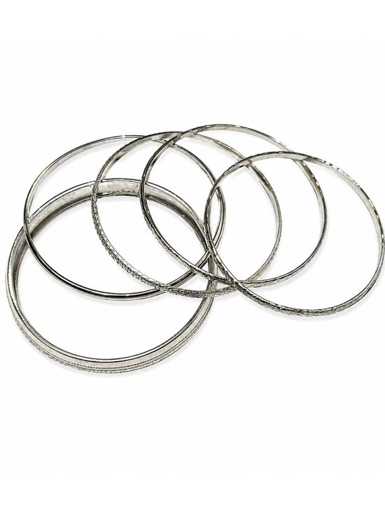 Unknown Jewelry - Vintage Y2K Bangle Bracelet Silvertone Set of 5